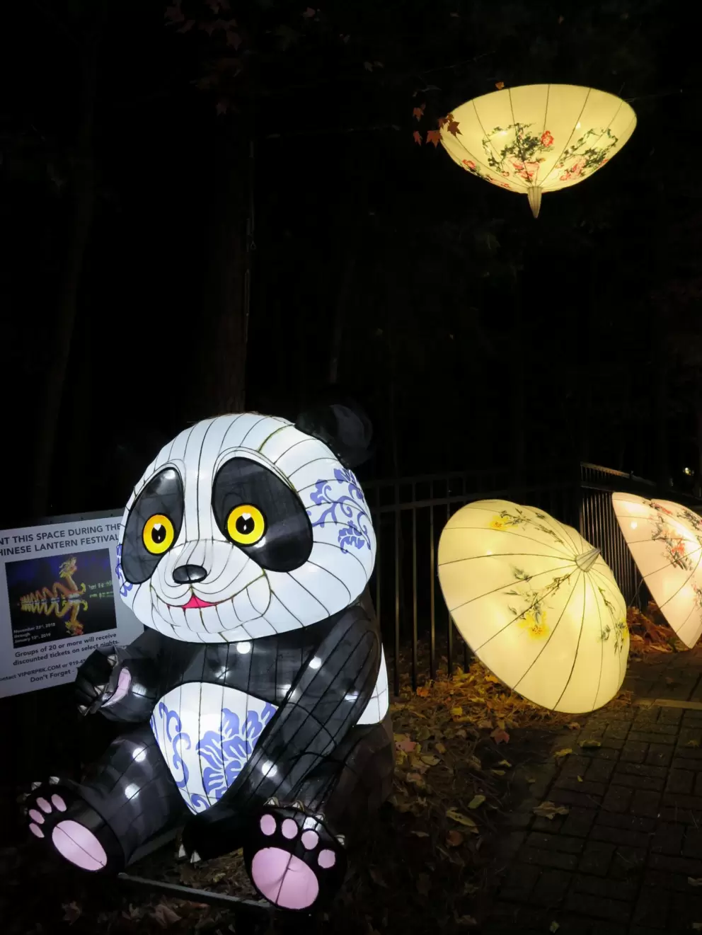 Panda and umbrellas, at the Chinese Lantern Festival.