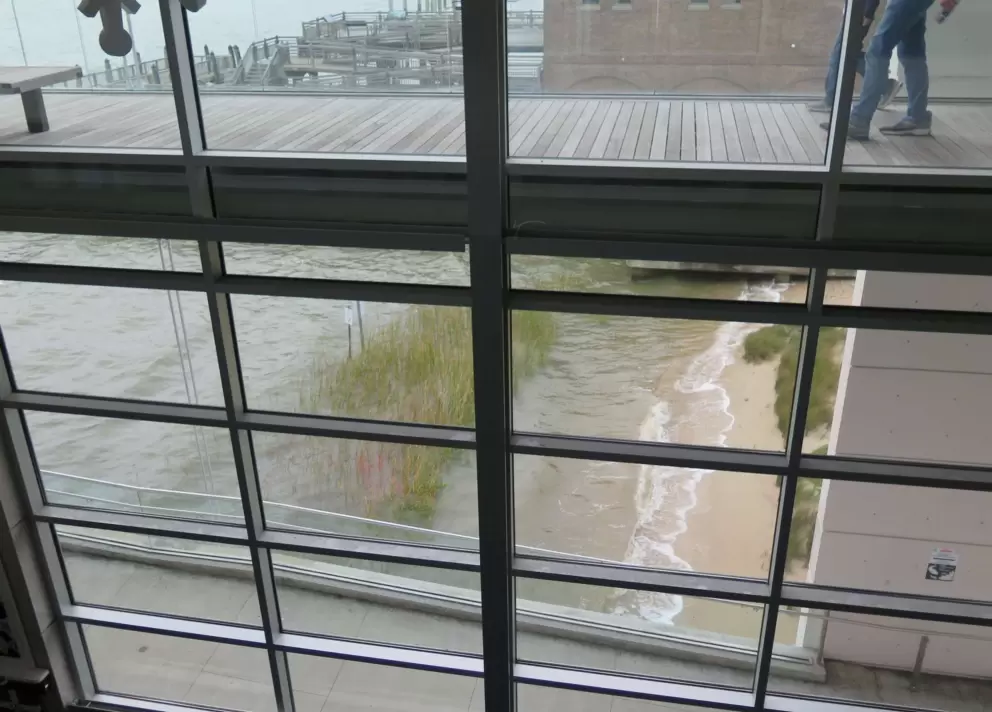 See the waves on the shore from inside! Perfect for a cold or rainy day.