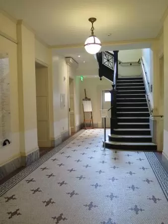 Cute design on the downstairs hallway floor.