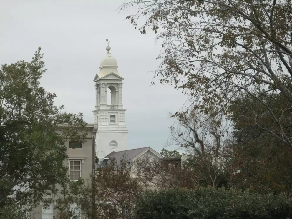 View of church steeple.