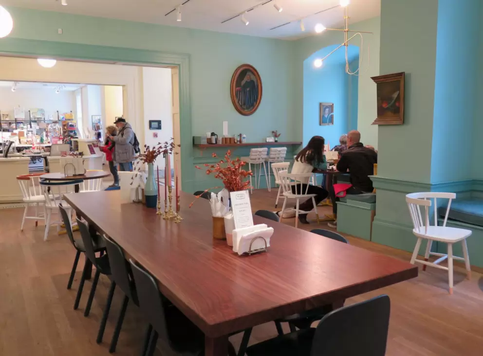 The museum coffee shop is a great place to hang out.