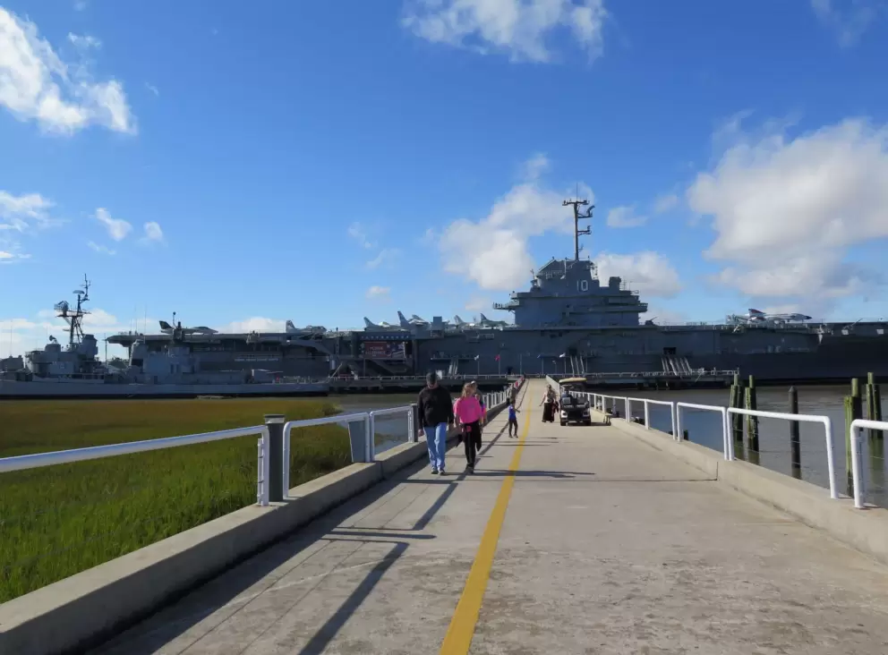 Walking across to the USS Yorktown, from Patriots Point.
