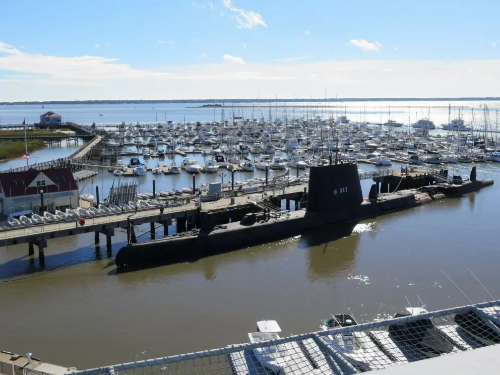 Beautiful harbor. The submarine will be sunk in Palm Beach soon.