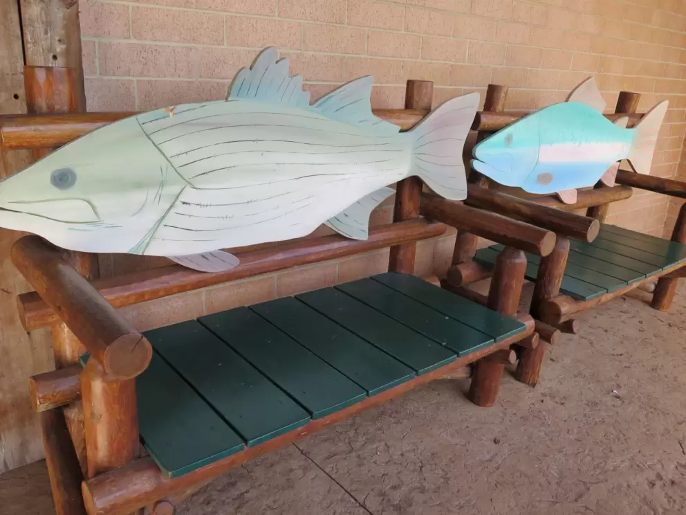 Fish benches outside.