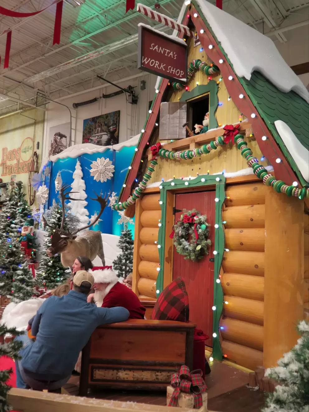 A family visits Santa.