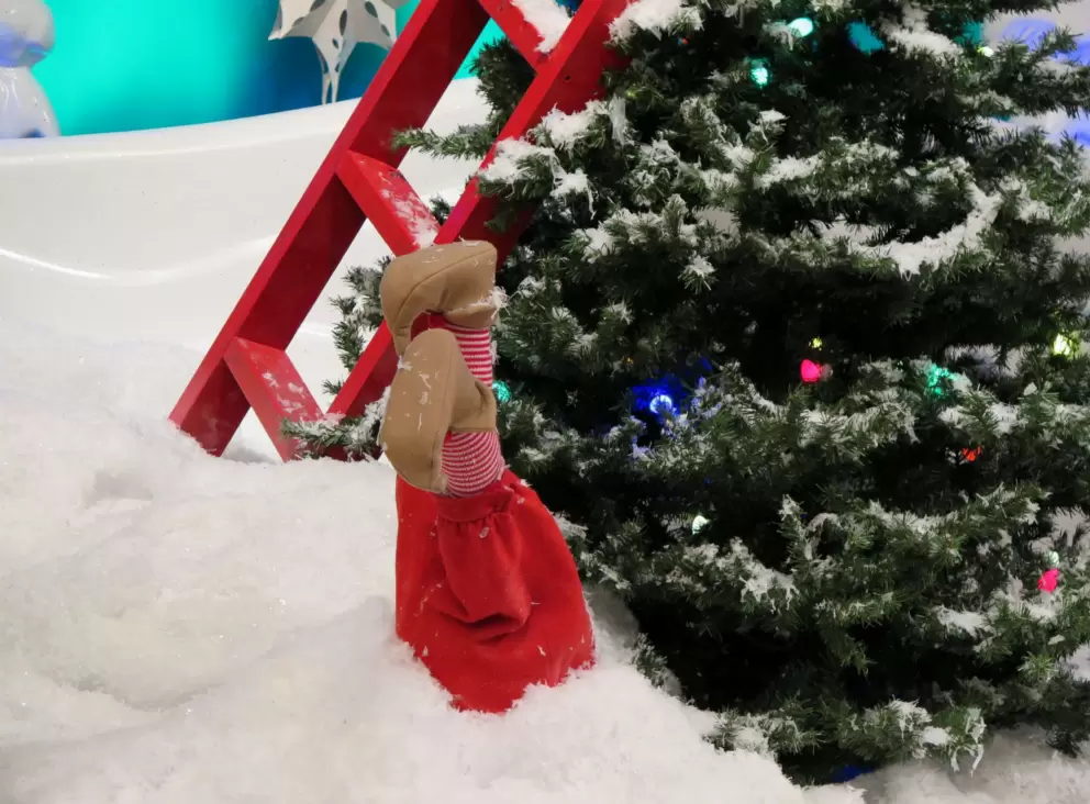 Elves legs sticking out of the snow!
