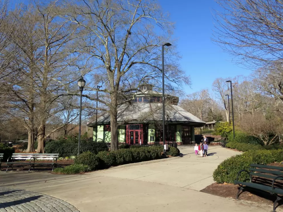 The air-conditioned carousel pavilion.