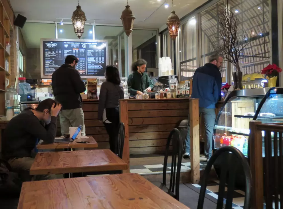 Triangle Coffee House, on a cold winter night.
