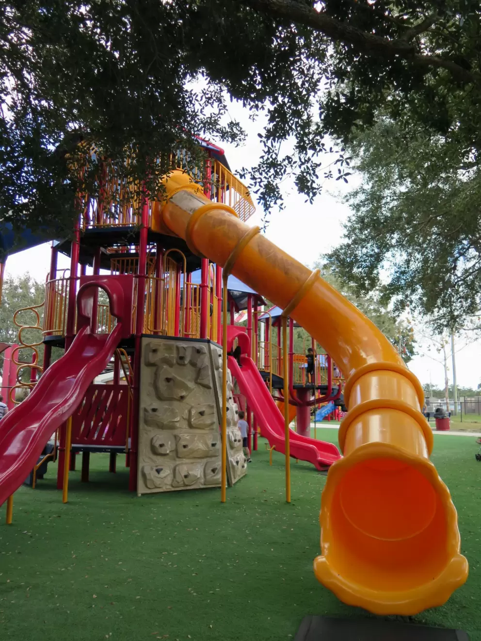 Yellow tunnel slide.