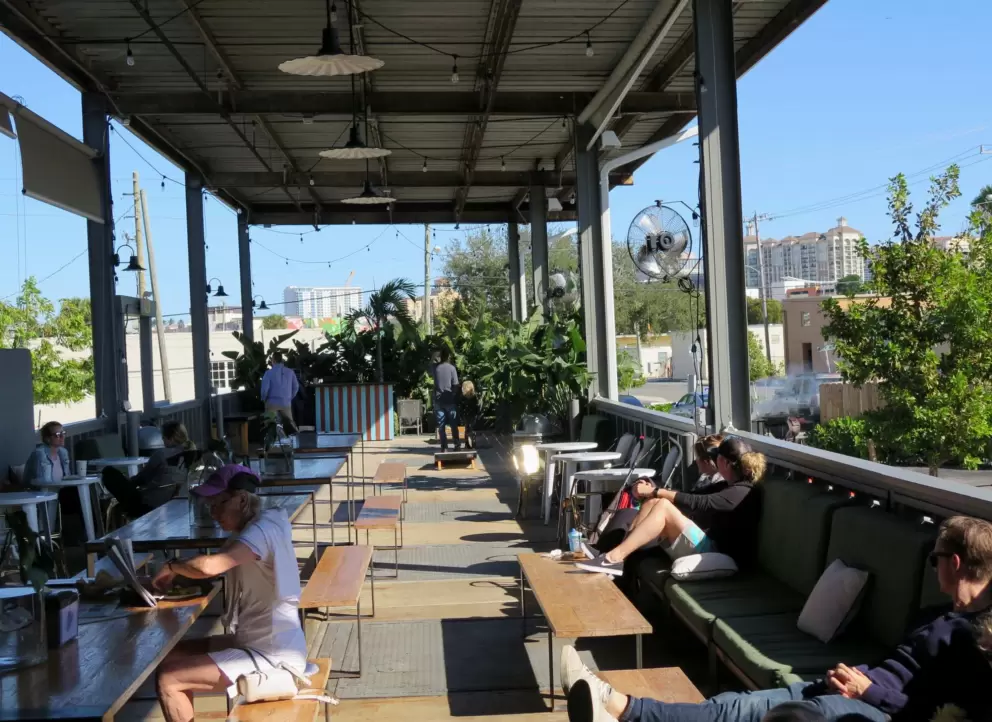 Sunny spots at the outdoor seating.