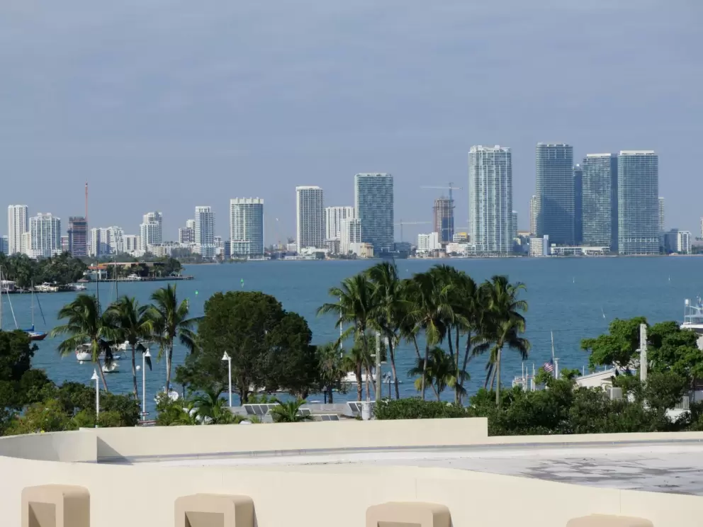 View of Maurice Gibb Park and the bay, from the top of Residence Inn Miami Beach South Beach.