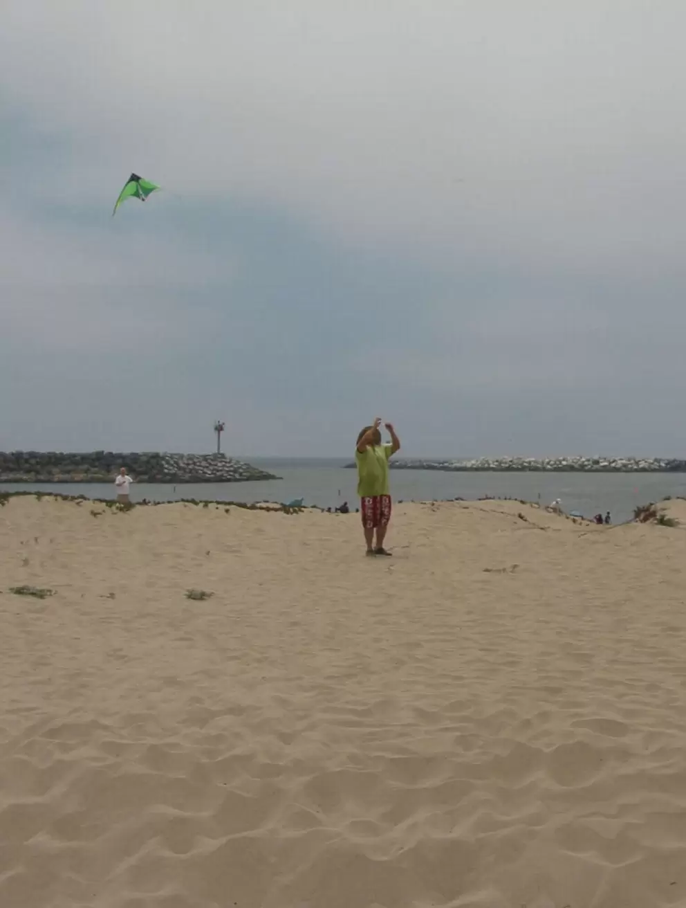 Kite-flying at Harbor Cove Beach.