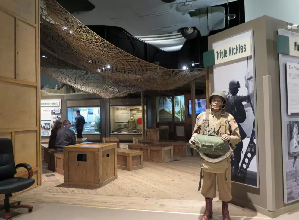 Exhibit about Triple Nickels, who participated in the campaign against the Ho Chi Minh Trail in Vietnam.