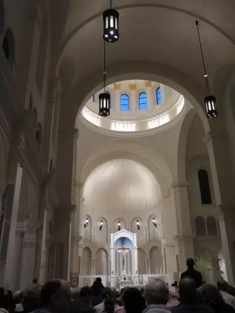 Inside the cathedral in the evening.