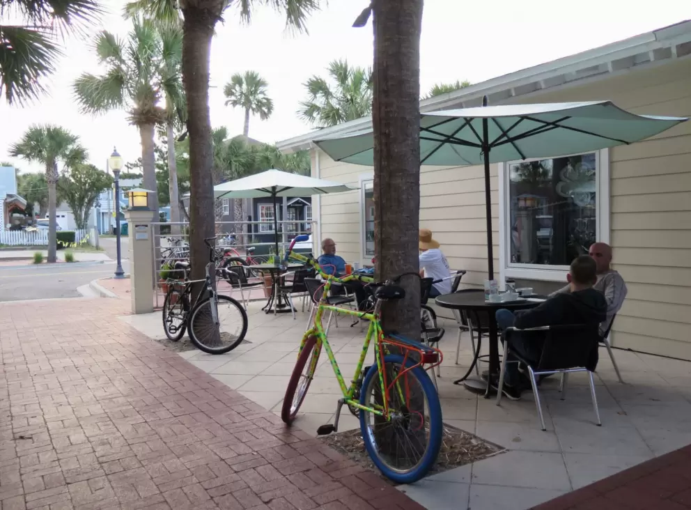 Relaxing morning outside Southern Grounds Coffee.
