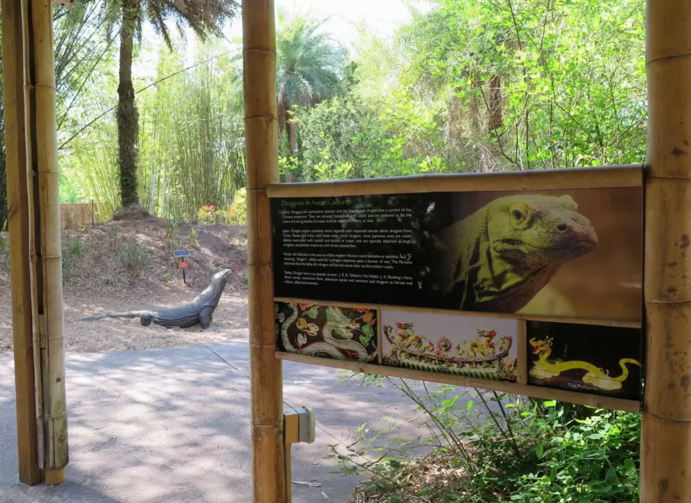 Bamboo architecture in the komodo dragon section.