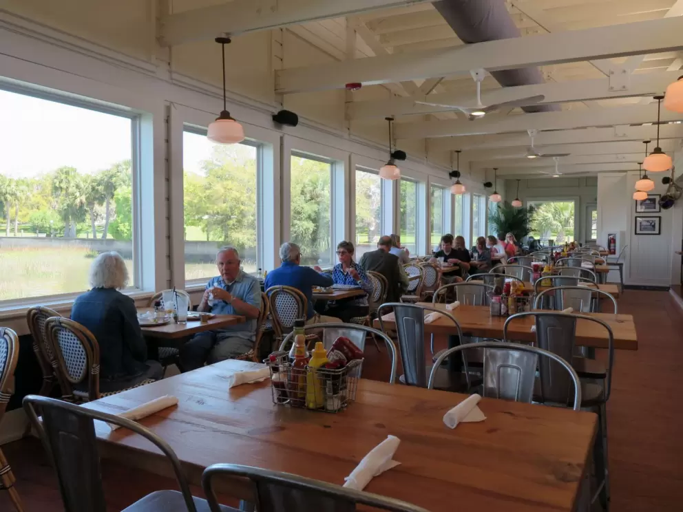 Inside The Wharf Restaurant. Great views!