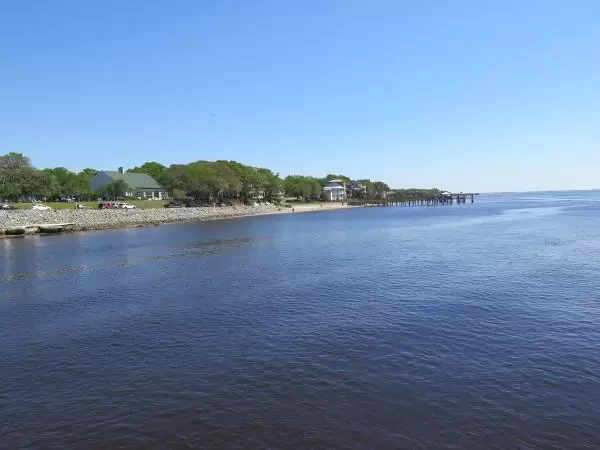 River's shoreline, as seen from the Southport Pier.