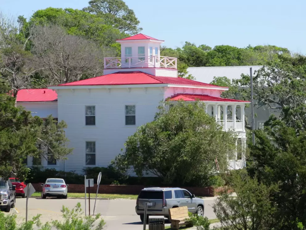 The lookout tower, or widow's walk, on the top of Capt. Thomas Mann Thompson's house.