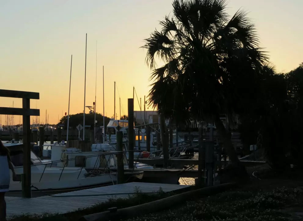 Sunset on Brunswick Street by the water.