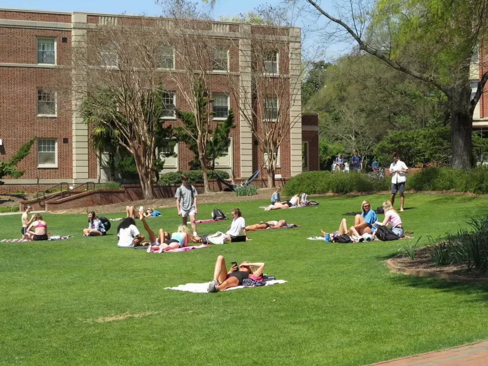 Students hanging out at Tucker Owen Beach.