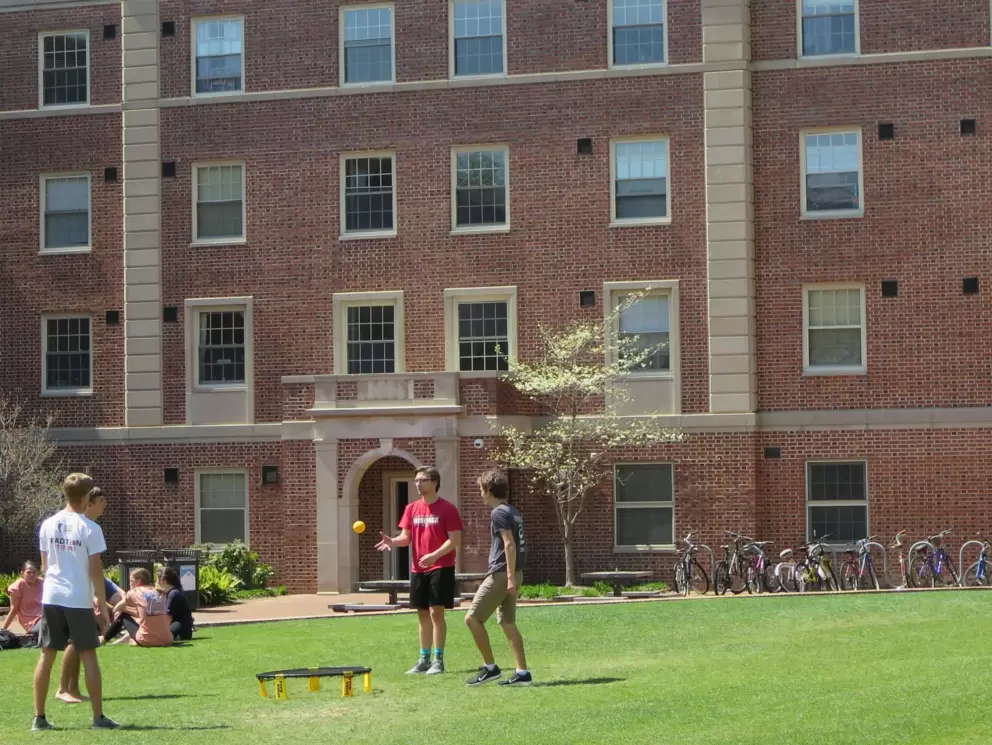 Playing a game at Tucker Owen "Beach."