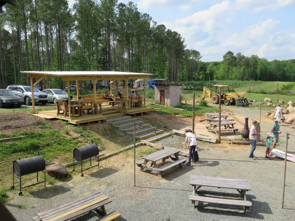 Picnic tables.