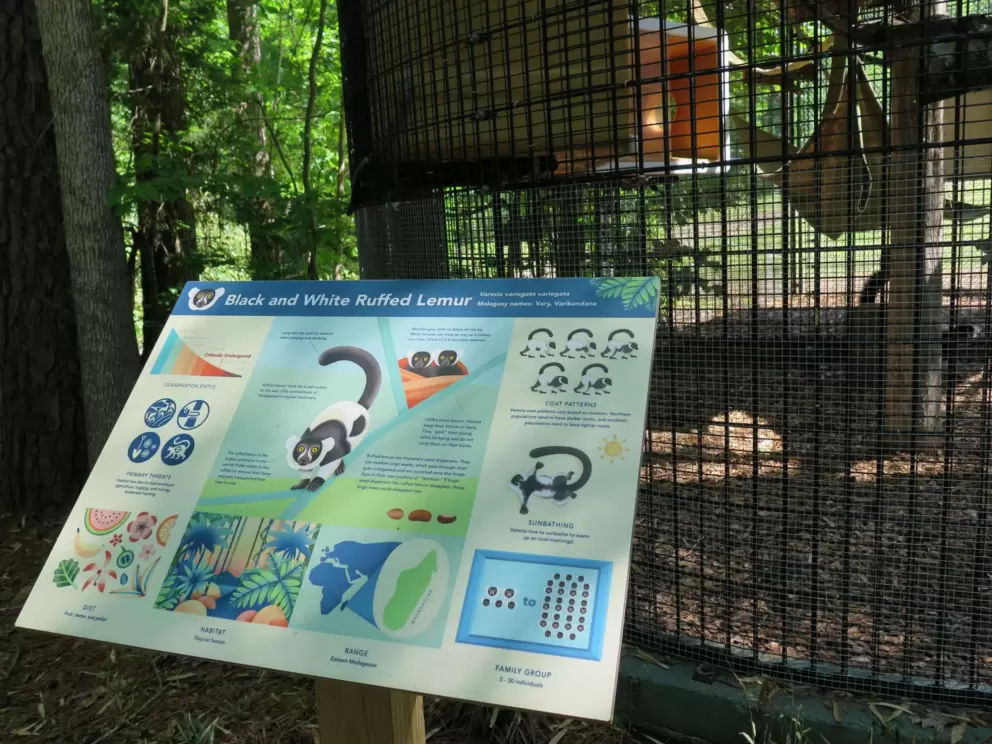 Information sign by the cage.