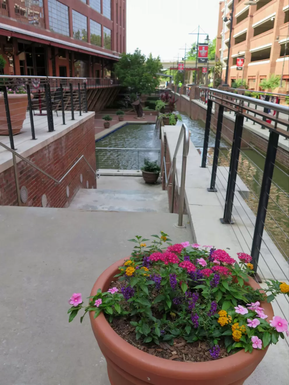 Flower pot by the pool at the end of the river.
