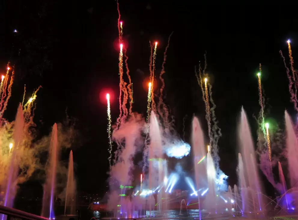 Fireworks shooting up and sparkling.
