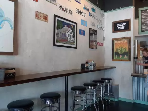 Inside Al's Burger Shack.

