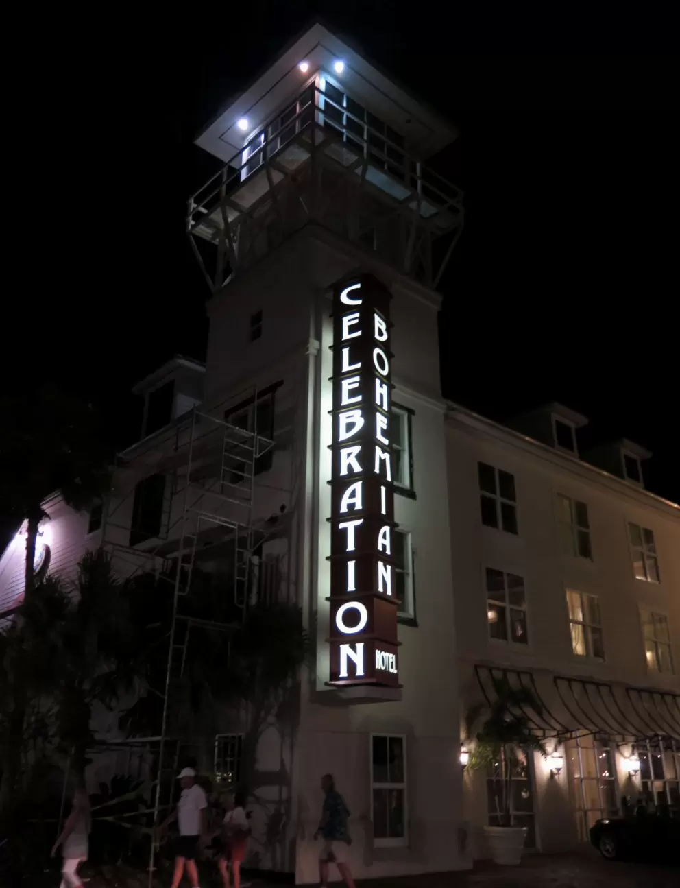 Bohemian Hotel at night.