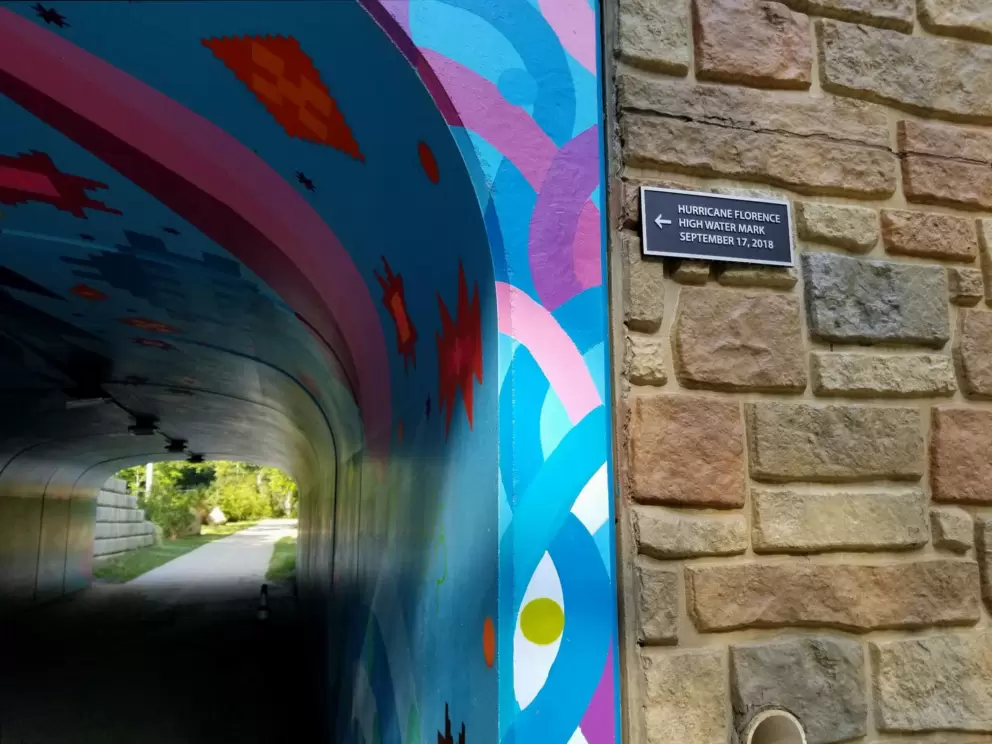 Hurricane Florence high water mark, at the Bolin Creek Trail tunnel, which starts at Umstead Park.