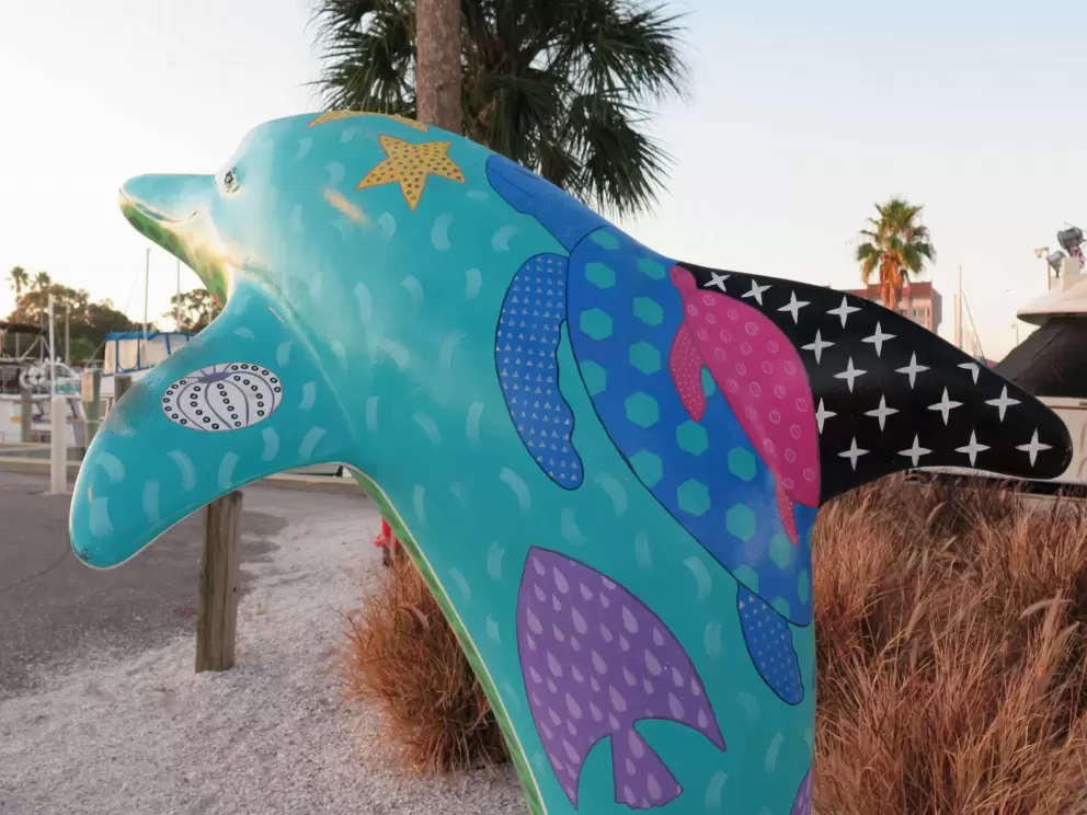 Dolphin sculpture close-up.
