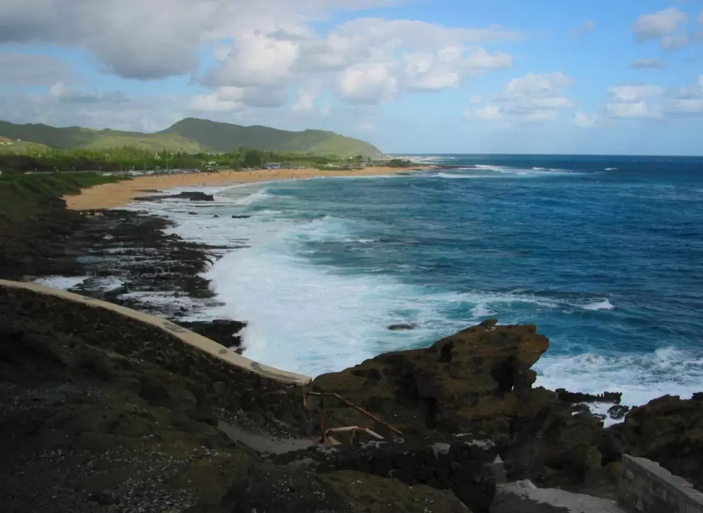 View of Sandy Beach from Halona Blowhole Lookout.