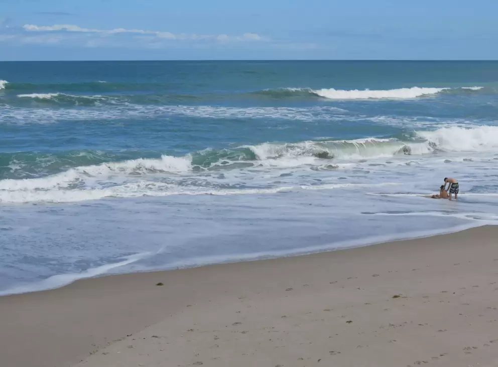 Playing at the shore.
