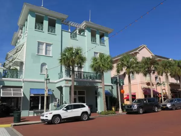 The colorful buildings on Market Street.