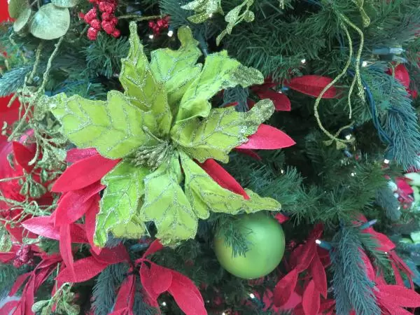 Christmas decorations in lime green.