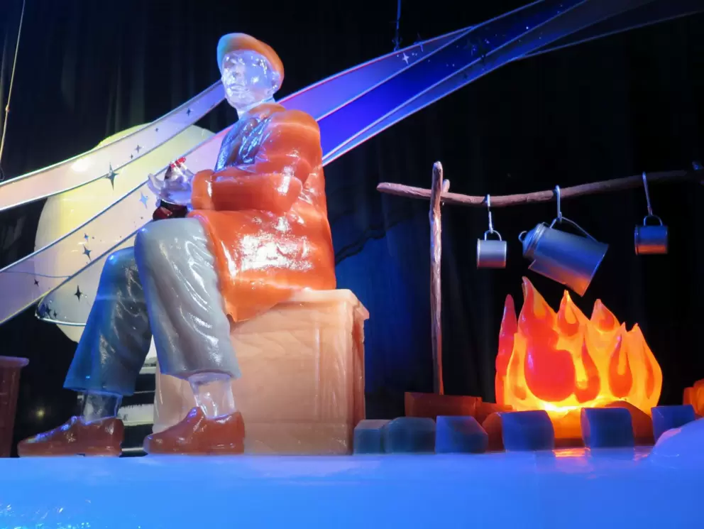 Musician by a fire.