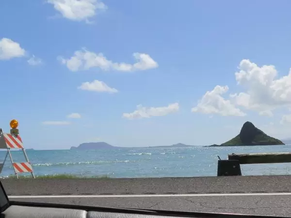Peak of Chinaman's hat from the car.