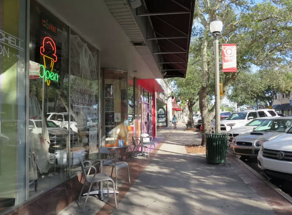 Outside Jacqueline's Bakery.