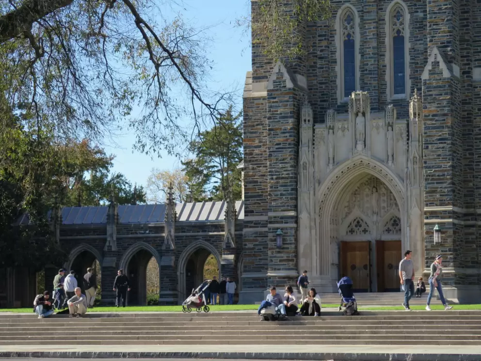 Hanging out on the stairs of the chapel in the sun, on a cold November day.