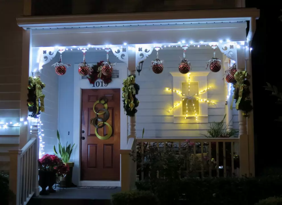 Cute house with Christmas balls.