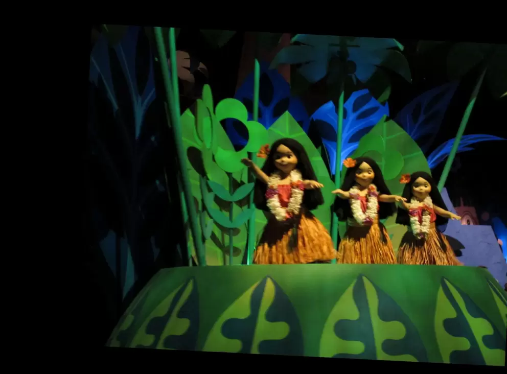 Hawaiian dancers inside It's a Small World.