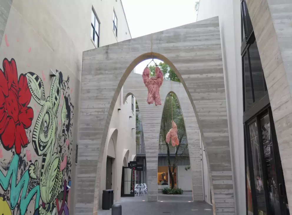 Monkeys and archway.