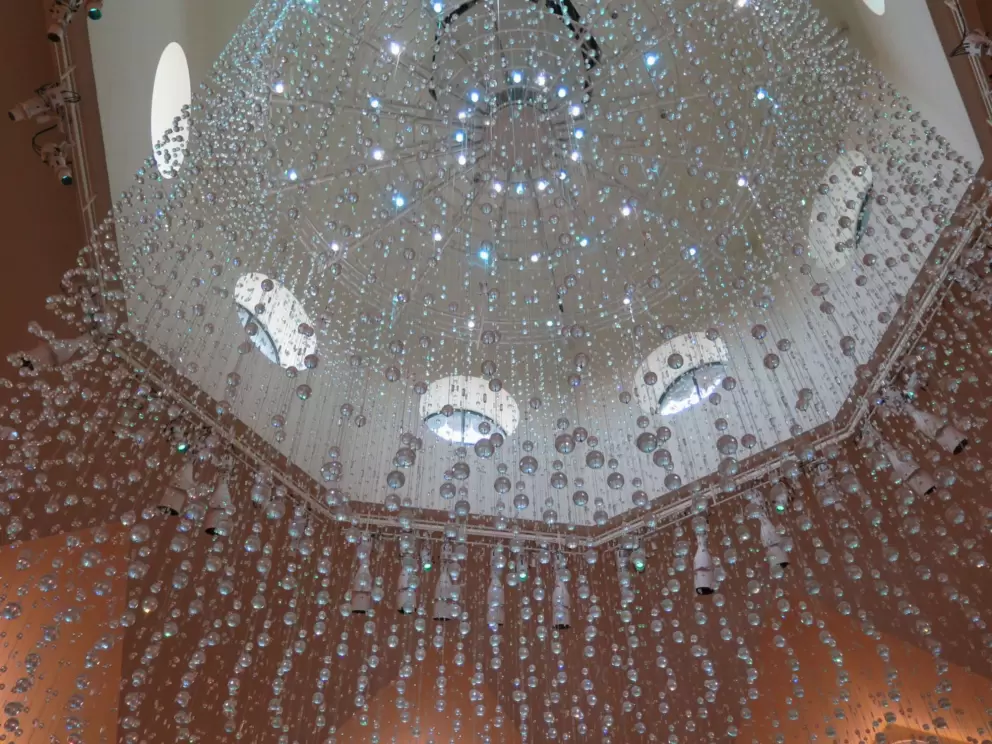 Chandelier of hanging crystals, in World Dolphin Resort. 