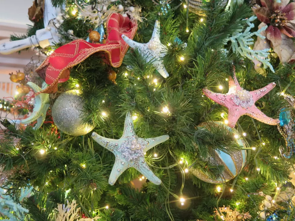 Amazing Christmas tree with starfish decorations at Beach Club Resort.