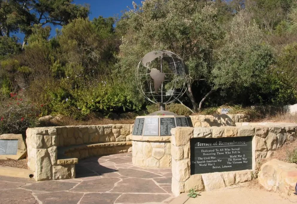 Memorial walk statue of the globe. 