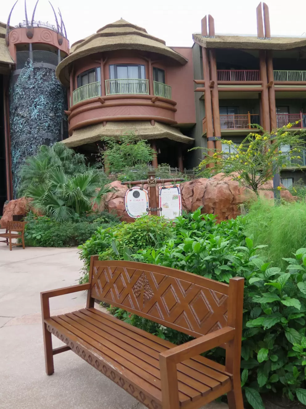 Bench and lodge.