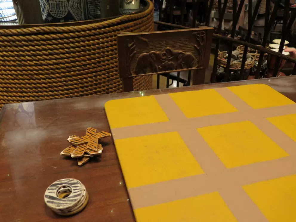 Tic tac toe table in the gift shop.